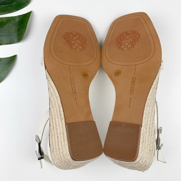 Vince Camuto Bretandi Espadrille Wedge Sandals White Ankle Strap Women's 6.5 - Picture 10 of 11